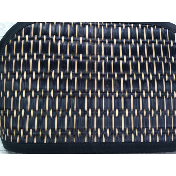 Baskets of Cambodia Crossbody Handbag Women Oval Straw Black Organizer Bag - Picture 3 of 12